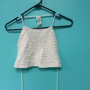 Far away white crochet halter top
